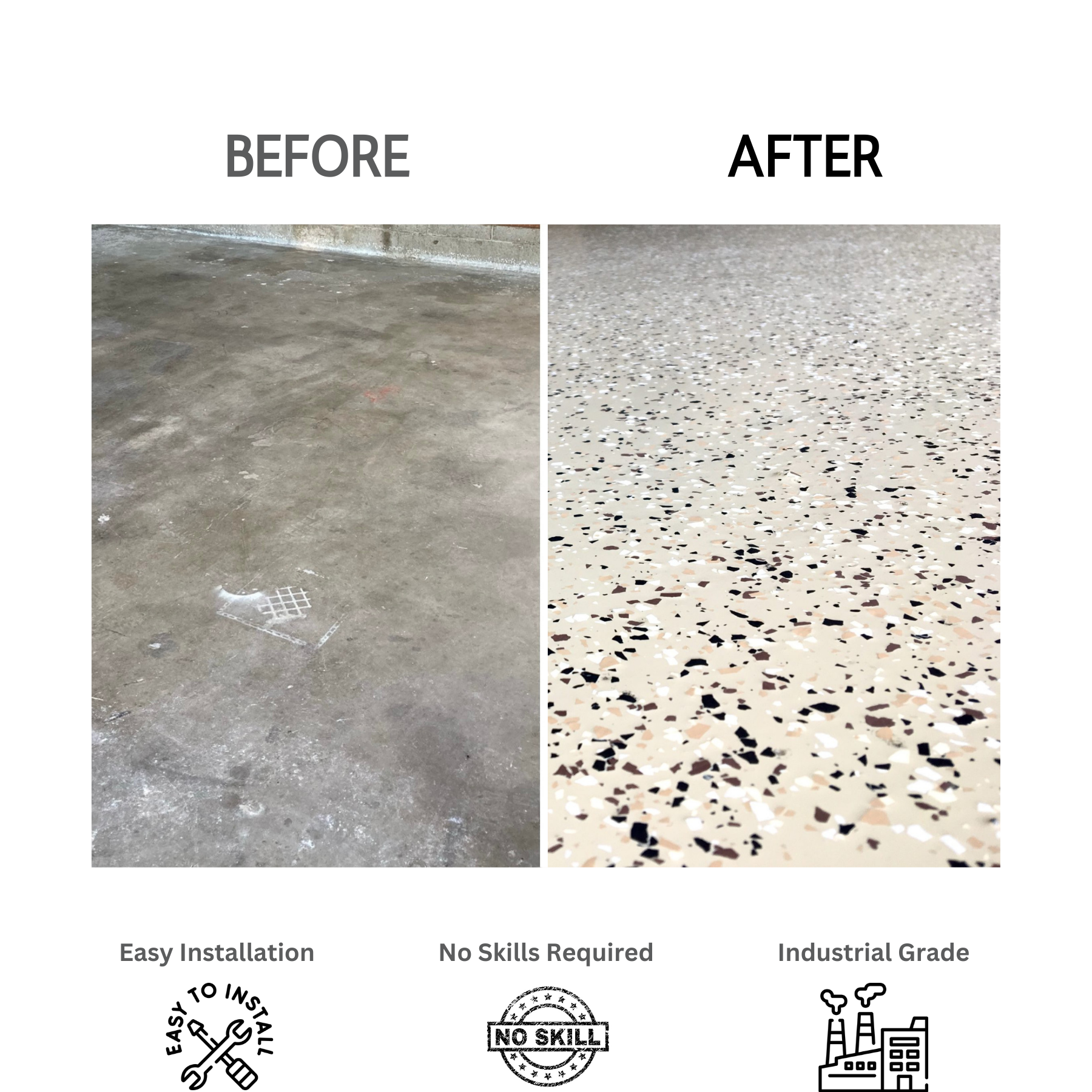 Garage Epoxy Floor Kit for Concrete - 12-Pc 2 Part, Industrial Grade Epoxy Floor Coating, Polyaspartic - 400 SqFt Coverage- for Garage, Basement, Workshop, Contractor, Automotive